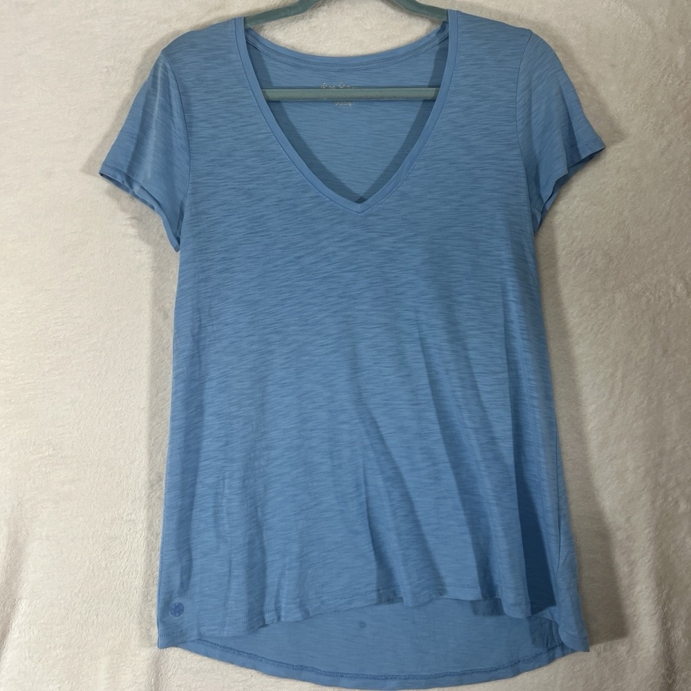 Lilly Pulitzer Etta Top Pima Cotton Kelly Green V-Neck Short Sleeve Tee Size XS